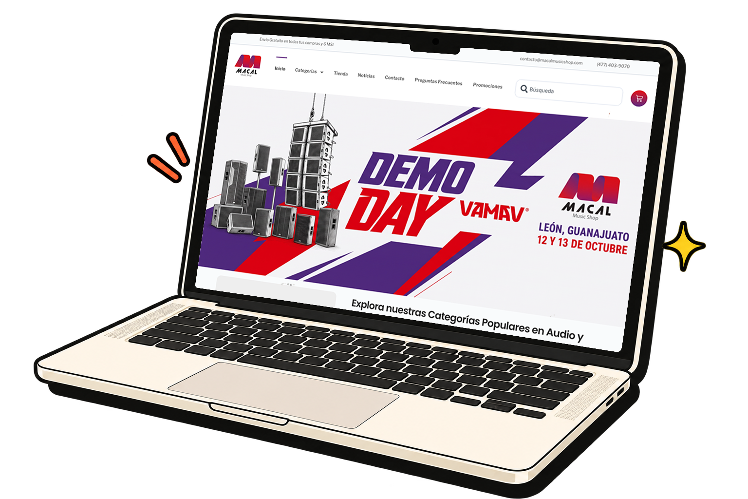 Sitio web de cliente en una laptop